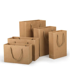 50X Kraft Paper Bags Gift Shopping Carry Craft Brown Bag With Handles - 50PCS  17*24*10CM
