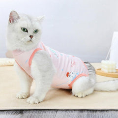 Pet Cat Postoperative Recovery Suit Pet Surgery Clothing Sterilization Weaning Pink - S( Bust: 33cm Length: 21cm)