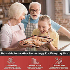 Silicone Baking Mat Non Stick Reusable Sheet for Pastry Dough Cookie Oven Bakeware - Red 2PCS(2*60X40CM)
