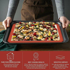 Silicone Baking Mat Non Stick Reusable Sheet for Pastry Dough Cookie Oven Bakeware - Red 2PCS(2*60X40CM)