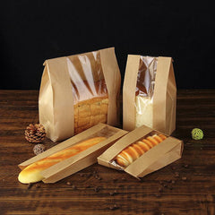 Takeaway Storage Baking Bread Bag Toast Food Packaging Bag Kraft Paper Bag Cowhide - 33X16X11CM