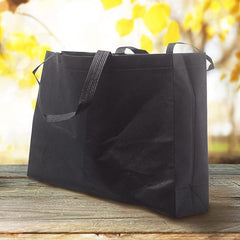 100PCS Reusable Non Woven Shopping Bags Eco Friendly Washable Tote Bags Black - 41X35X12CM