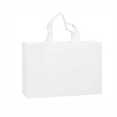 100PCS Reusable Non Woven Shopping Bags Eco Friendly Washable Tote Bags White - 35X25X10CM