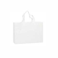 100PCS Reusable Non Woven Shopping Bags Eco Friendly Washable Tote Bags White - 35X25X10CM