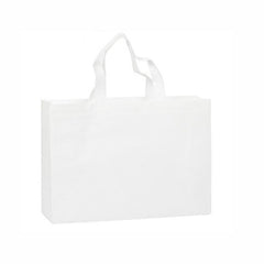 100PCS Reusable Non Woven Shopping Bags Eco Friendly Washable Tote Bags White - 35X25X10CM