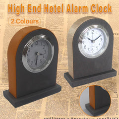Classic Hotel Alarm Clock Quartz Movement Faux Leather Design with Clear Display - Orange