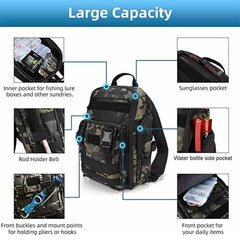 Fishing Tackle Backpack Storage Bag Shoulder Fishing Gear Bags Outdoor Backpack - Black