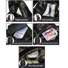 Fishing Tackle Backpack Storage Bag Shoulder Fishing Gear Bags Outdoor Backpack - Night Camouflage