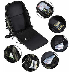 Fishing Tackle Backpack Storage Bag Shoulder Fishing Gear Bags Outdoor Backpack - Night Camouflage