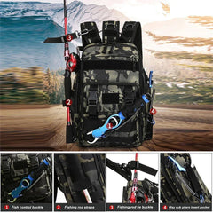 Fishing Tackle Backpack Storage Bag Shoulder Fishing Gear Bags Outdoor Backpack - Night Camouflage