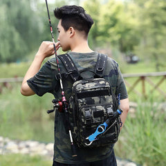 Fishing Tackle Backpack Storage Bag Shoulder Fishing Gear Bags Outdoor Backpack - Night Camouflage