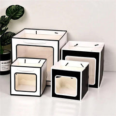 20PCS Open Window for Flower Doll Wedding Gift Transparent Square Packaging Bag - Black 30-30-30cm