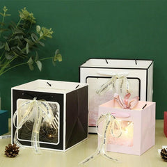 20PCS Open Window for Flower Doll Wedding Gift Transparent Square Packaging Bag - Black 30-30-30cm