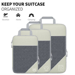 6PCS Compression Packing Cubes Expandable Luggage Storage Bag Travel Packing Bag - Navy