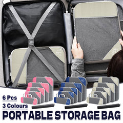 6PCS Compression Packing Cubes Expandable Luggage Storage Bag Travel Packing Bag - White