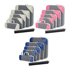 6PCS Compression Packing Cubes Expandable Luggage Storage Bag Travel Packing Bag - White