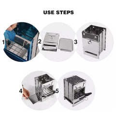Outdoor Camping Mini Folding Wood Burning Stove Picnic Stainless Steel BBQ Grill