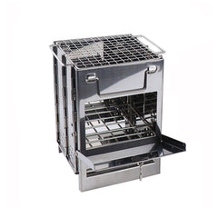 Outdoor Camping Mini Folding Wood Burning Stove Picnic Stainless Steel BBQ Grill