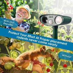 Solar Powered Ultrasonic Animal Bird Repeller Outdoor Pest Insect Control Device