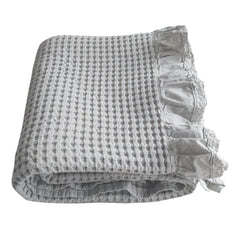 Waffle Sofa Blanket Thin Lightweight Throw Soft Cover Couch Bed Living Room Use - Beige