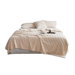 Plush Blanket Leisure Blanket Autumn Winter Warm Nap Throw Soft Cozy - Khaki-150x200cm