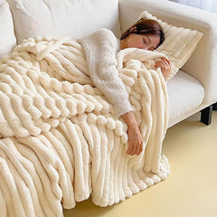 Plush Blanket Leisure Blanket Autumn Winter Warm Nap Throw Soft Cozy - Khaki-150x200cm