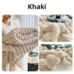 Plush Blanket Leisure Blanket Autumn Winter Warm Nap Throw Soft Cozy - Khaki-150x200cm