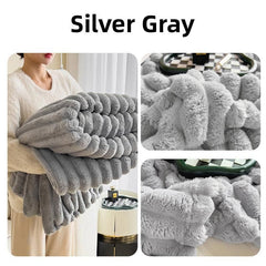 Plush Blanket Leisure Blanket Autumn Winter Warm Nap Throw Soft Cozy - Khaki-150x200cm