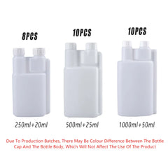 250-1000ml Plastic Twin Chamber Bottle with Tamper Evident Cap for Chemical Liquids - 10Pcs 500ml