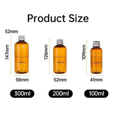 20pcs Brown Transparent Cosmetic Bottles with Aluminum Lids for Packaging - Brown-200ml