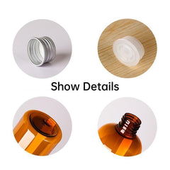 20pcs Brown Transparent Cosmetic Bottles with Aluminum Lids for Packaging - Brown-200ml