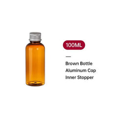 20pcs Brown Transparent Cosmetic Bottles with Aluminum Lids for Packaging - Brown-200ml
