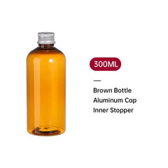 20pcs Brown Transparent Cosmetic Bottles with Aluminum Lids for Packaging - Brown-200ml