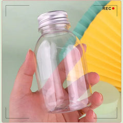 20pcs 250ml Reusable Plastic Juice Bottles 38mm Caliber Clear Beverage Container - Bottle-20pcs-Glossy -Black