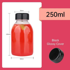 20pcs 250ml Reusable Plastic Juice Bottles 38mm Caliber Clear Beverage Container - Bottle-20pcs-Glossy -Black