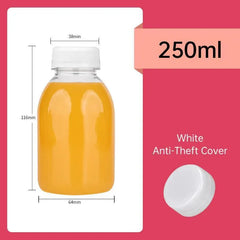 20pcs 250ml Reusable Plastic Juice Bottles 38mm Caliber Clear Beverage Container - Bottle-20pcs-Glossy -Black