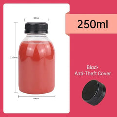 20pcs 250ml Reusable Plastic Juice Bottles 38mm Caliber Clear Beverage Container - Bottle-20pcs-Glossy -Black