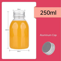 20pcs 250ml Reusable Plastic Juice Bottles 38mm Caliber Clear Beverage Container - Bottle-20pcs-Glossy -Black