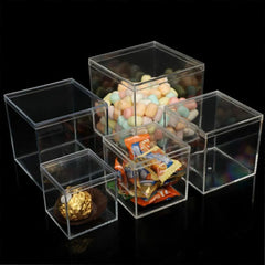 10pcs Clear Acrylic Plastic Boxes Square Storage Containers for Food Small Item - 10pcs-85-85-85