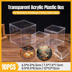 10pcs Clear Acrylic Plastic Boxes Square Storage Containers for Food Small Item - 10pcs-85-85-85