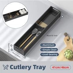 Kitchen Cabinet Drawer Cutlery Tray Utensil Organiser Insert Divider Storage - 41x10cm