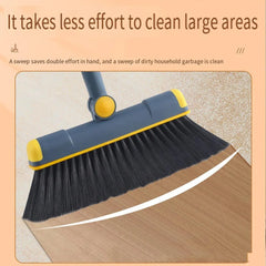 Folding Broom Dustpan Set Rotating Household Sweeping Hair Removal Cleaning Tool - White