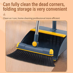 Folding Broom Dustpan Set Rotating Household Sweeping Hair Removal Cleaning Tool - White