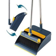 Folding Broom Dustpan Set Rotating Household Sweeping Hair Removal Cleaning Tool - White