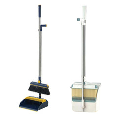 Folding Broom Dustpan Set Rotating Household Sweeping Hair Removal Cleaning Tool - White