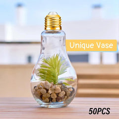50PCS 100ML Transparent Bulb Bottle Plastic Candy Jar Storage Container Reusable