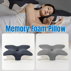 Memory Foam Butterfly Pillow Neck Support Slow Rebound Cervical Pillow - Dark Grey