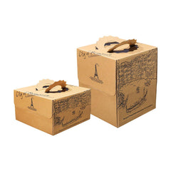 10pcs Elegant European Style Kraft Paper Cake Boxes Dessert Packaging Containers - Single Height - 10inch