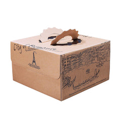 10pcs Elegant European Style Kraft Paper Cake Boxes Dessert Packaging Containers - Single Height - 10inch