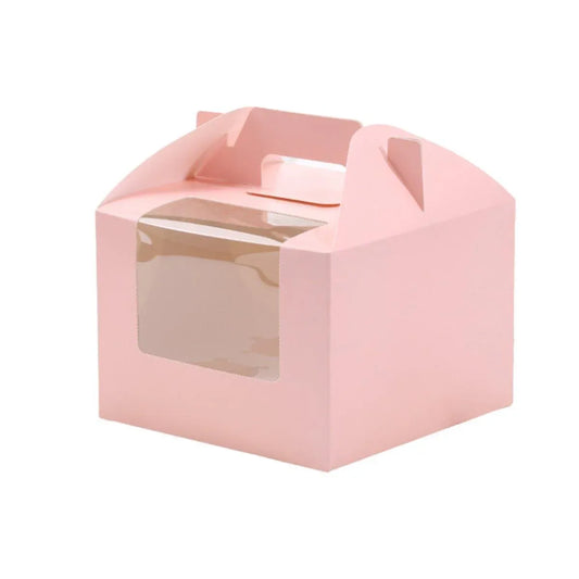 25pcs Portable Cupcake Packaging Box with Transparent Window for Easy Opening - Pink-4Cup